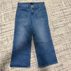 J. Crew Wide Leg Flare Jeans in Medium Blue